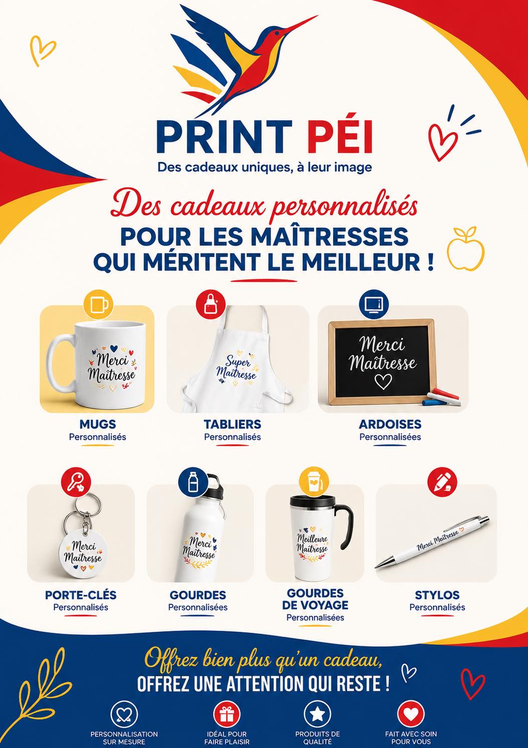 Cadeaux maîtresses personnalisés